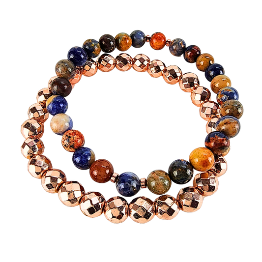 Natural Orange Sodalite & Rose Gold Hematite